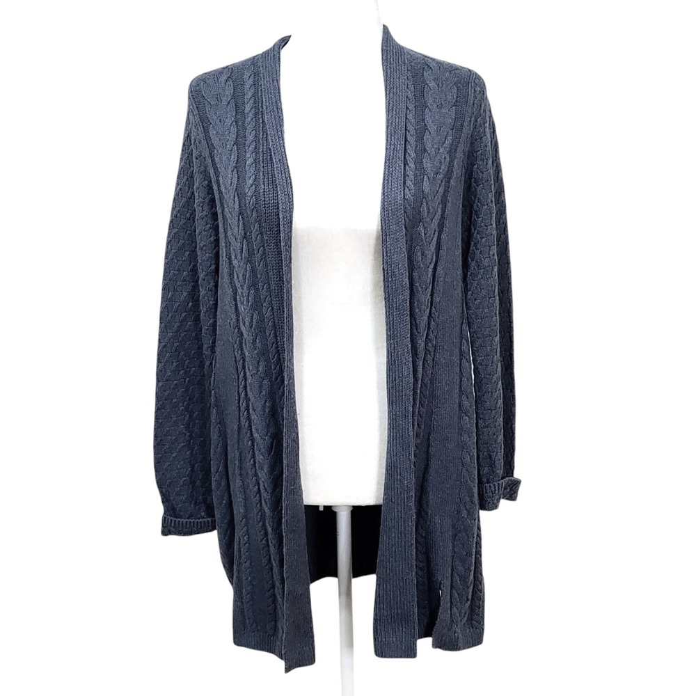 NWT J.Jill Twilight Heather Cable Knit‎ Open Front Cardigan Sweater Layering - S